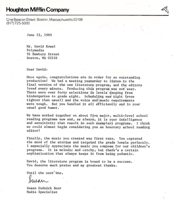 An unsolicited letter from a happy client!
