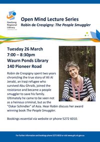 Waurn Ponds Open Mind Lecture Series: Robin de Crespigny on The People Smuggler