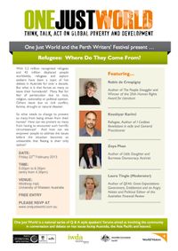 One Just World forum Perth, WA: Refugees - where do they come from?