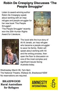 Braidwood Rural Australians for Refugees hosts Robin de Crespigny