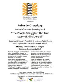 Mornington Peninsula Human Rights Group presents Robin de Crespigny
