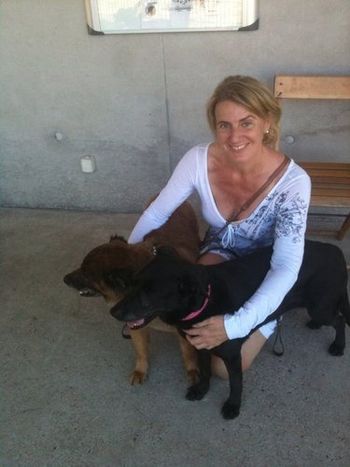 The day of adoption. Me with Cora and Ghandi.
