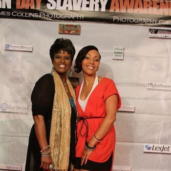 With Hip Hop Artist Ms. B on the Red Carpet at Stephen Collins' Modern Day Slavery Exhibit
