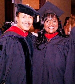 w/Evangelist Leon Isaac Kennedy during Commencement Ceremony.
