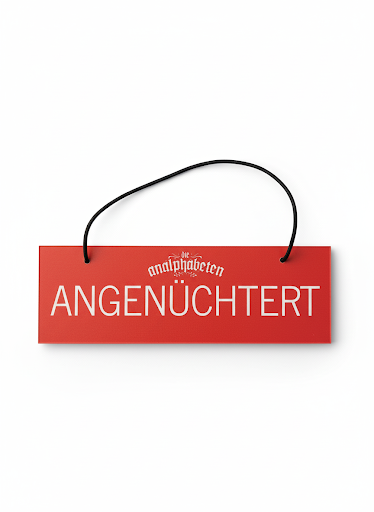 "Angenüchtert" - Schild