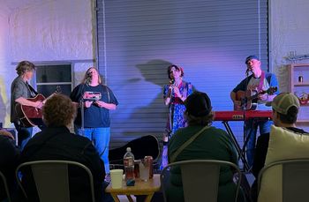 Susan Gibson singing with us at Ponderosa Concerts, Wimberley, Texas, May 2nd. Photo by Anita Lucio McNabb.
