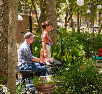 Backyard at Gruene, New Braunfels, Texas. June 30. Photo 1 by Steve Elliott.

