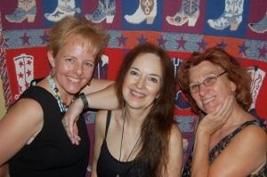 With Kit Holmes & Wave Harless. I love playing music with other women musicians.  Photo by Jane Steig Parsons
