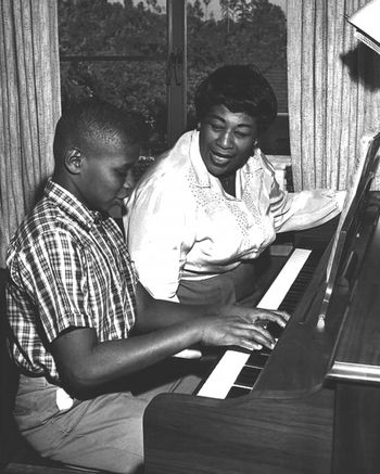 Playing piano for mom, really!
