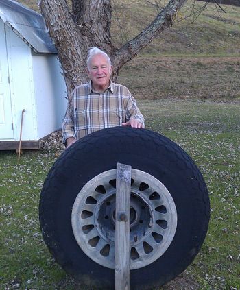 OC Chambers with a tire from the crash
