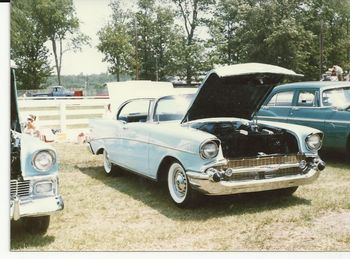 Franks_57_original_restoration_1980_car_show_altamont_fairgounds power glide automatic and wonderbar radio
