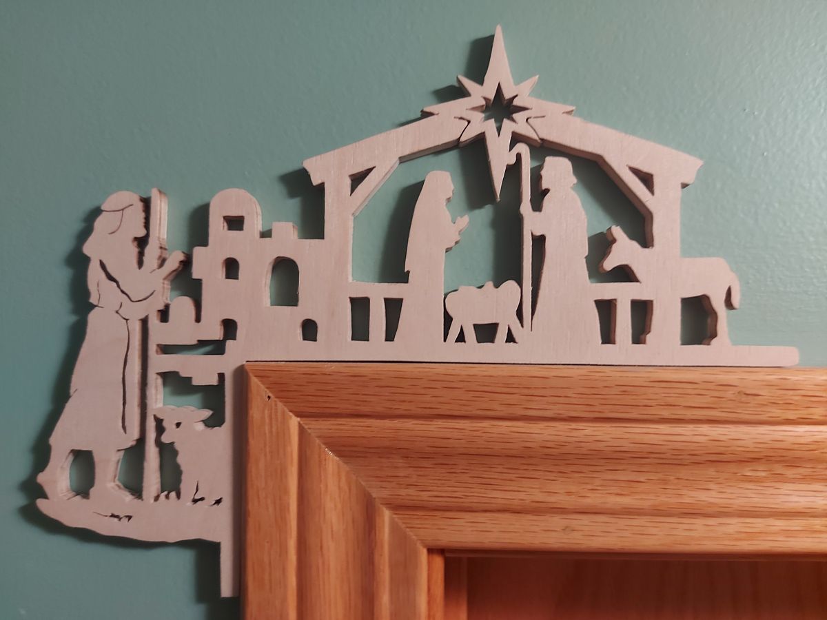 Decorative Scrollsaw Door Corner Nativity Shepherds