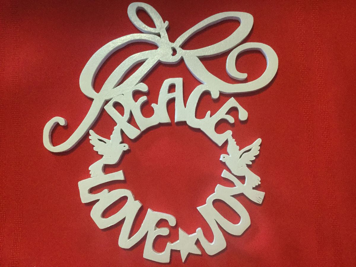Peace, Love, Joy Scrollsaw Wreath