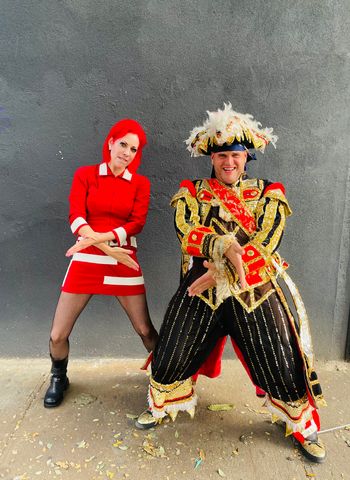 Meg with Pro Wrestler NIMROD TEXIERA.  Photo by Damian Eckstein
