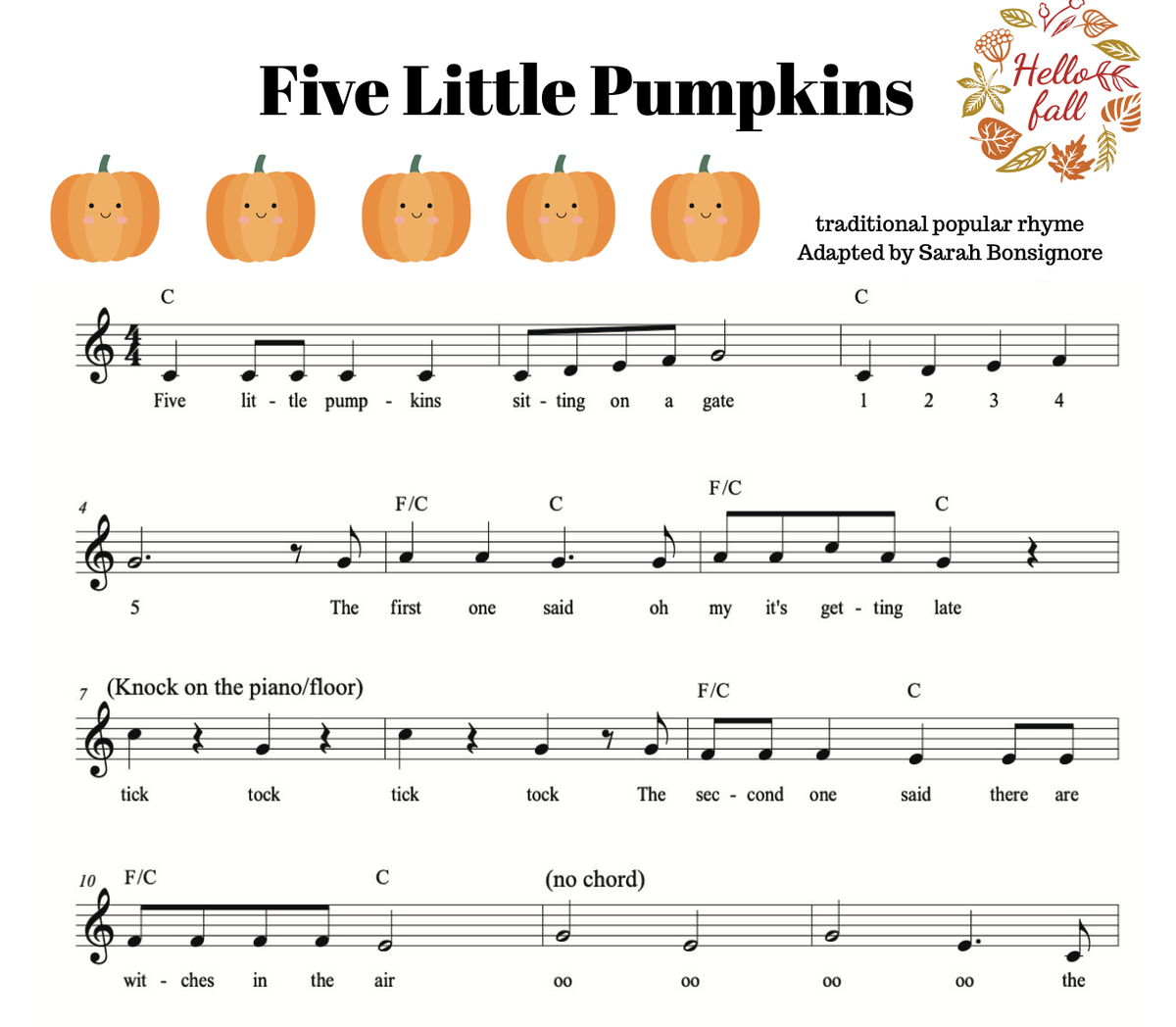Five Little Pumpkins Song