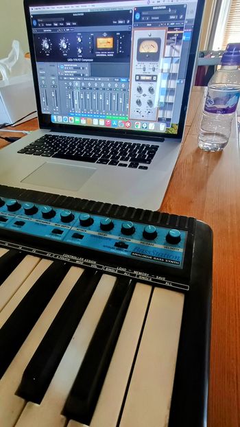 Mark recording sub-bass synths. Sadly the track 'HOGIA 8 nu-metal thing' didn't make it to the album, but the title is a definite keeper...
