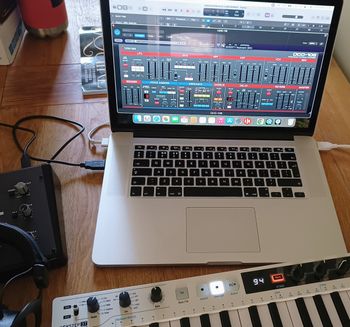 Mark adding some synth textures to the title track.
