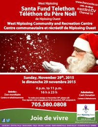 WEST NIPISSING CHRISTMAS TELETHON 2015 TÉLÉTHON DU PERE NOEL DE NIPISSING OUEST