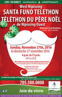 WEST NIPISSING CHRISTMAS TELETHON 2016 TÉLÉTHON DU PERE NOEL DE NIPISSING OUEST
