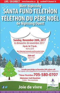 WEST NIPISSING CHRISTMAS TELETHON 2017 TÉLÉTHON DU PERE NOEL DE NIPISSING OUEST