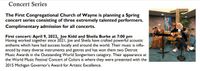 Joe Kidd & Sheila Burke @ 1st Congregational Church of Wayne