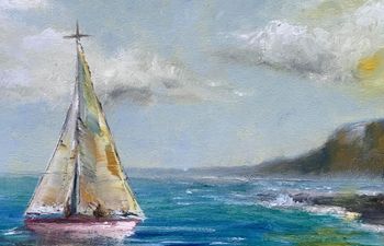 "Sailing Near the Shore" - original SOLD, prints available in art store
