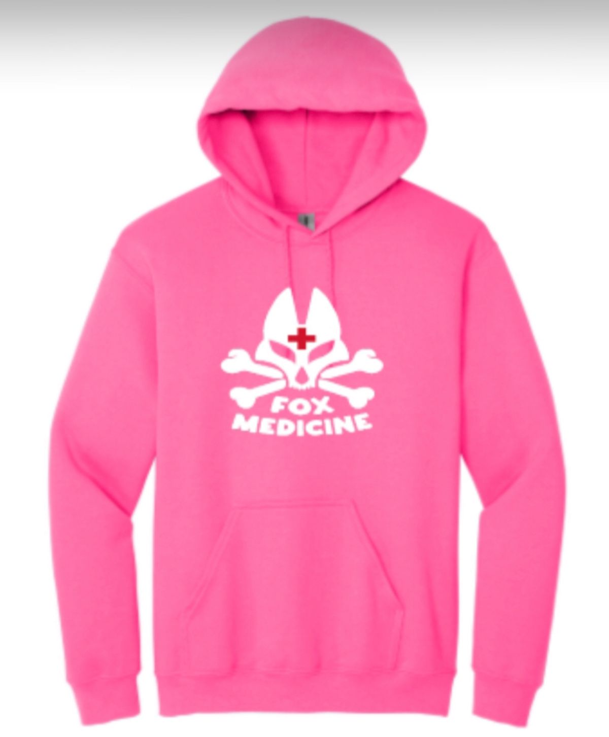 neon pink hoodie with fox skull