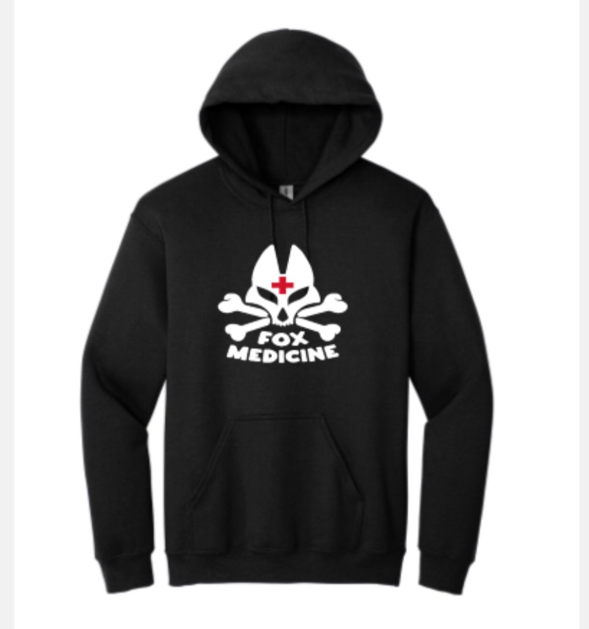 black hoodie with fox skull