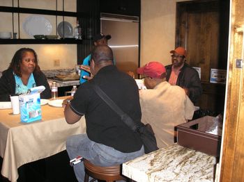 Regina, Vincent, Joseph, Richard Keith, and Greg Taking a break in the kitchen.
