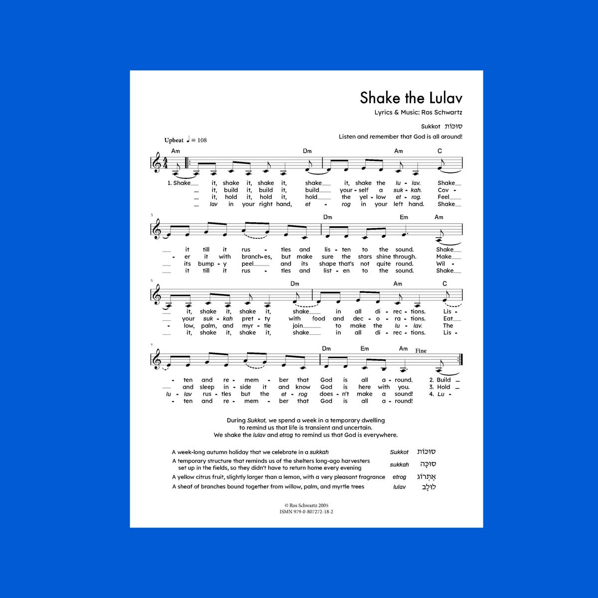 SHAKE THE LULAV - Sheet Music