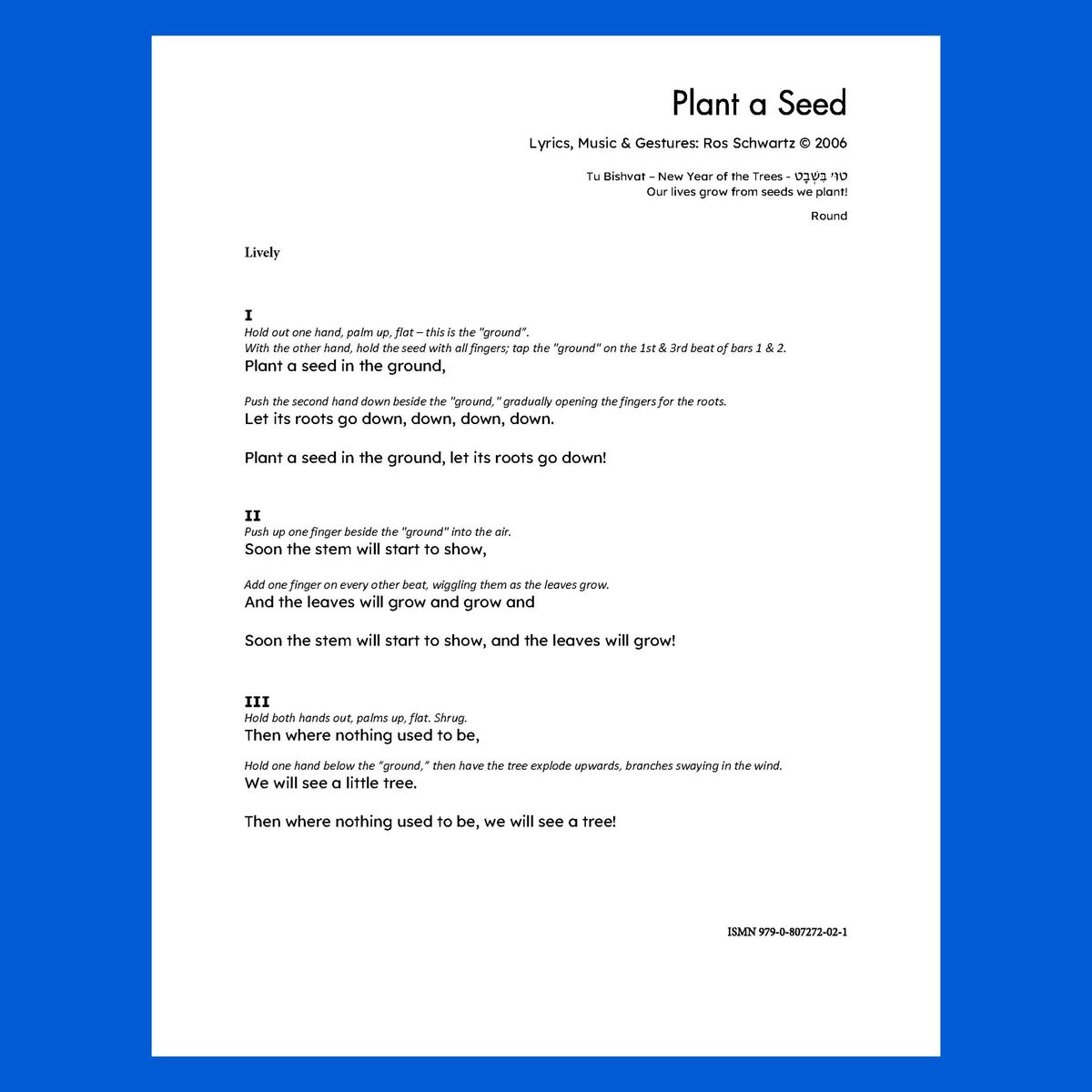 Plant a Seed - Lyric Sheet without chords
