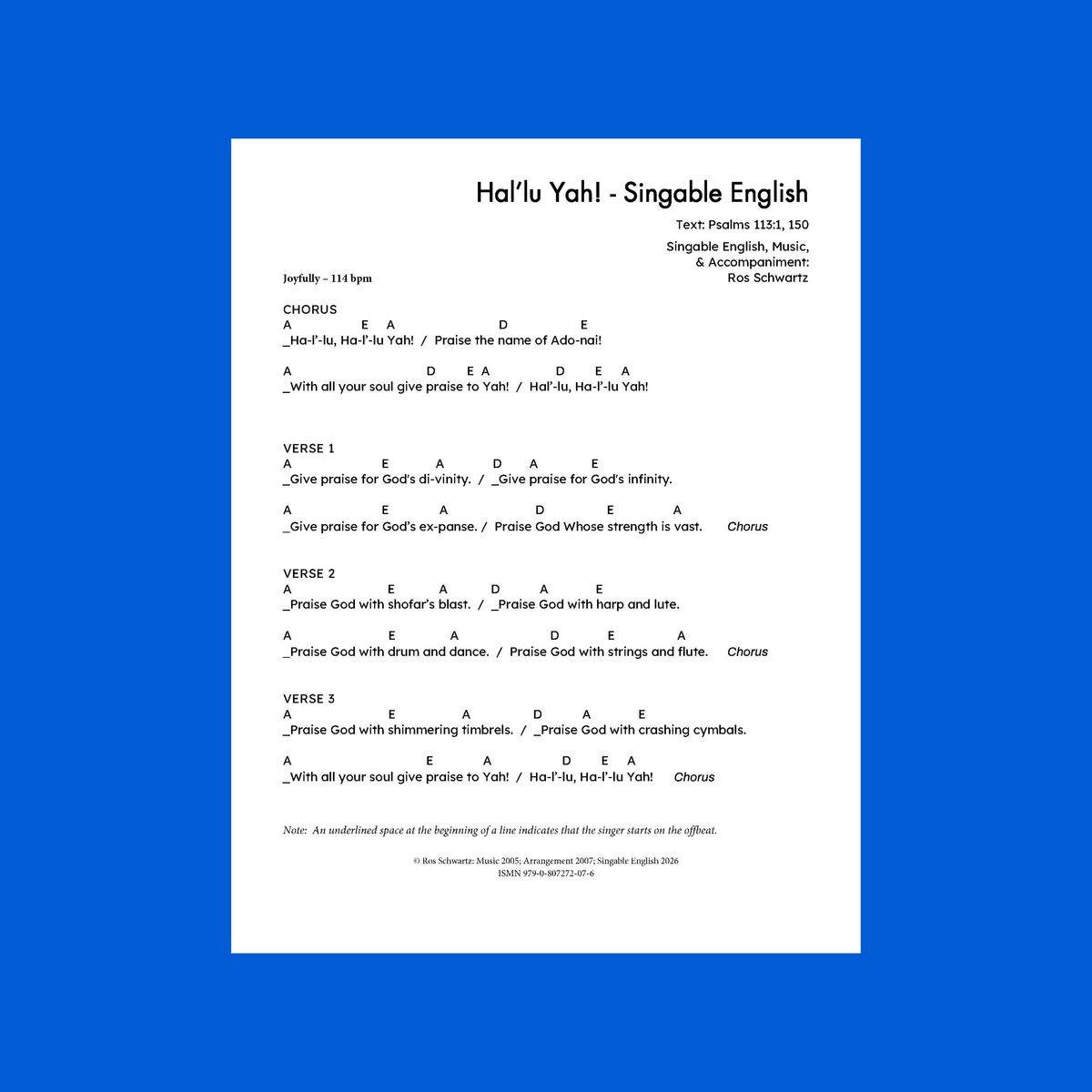 HAL'LU YAH! - English - Lyrics With Chords