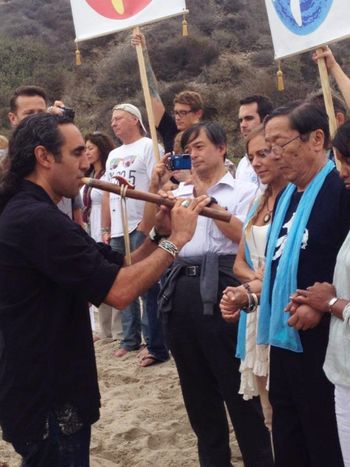 Flute Blessing for Dr. Masaru Emoto Flute prayers at the Water Blessing Ceremony at San Onofre Nuclear Power Plant. 2013
