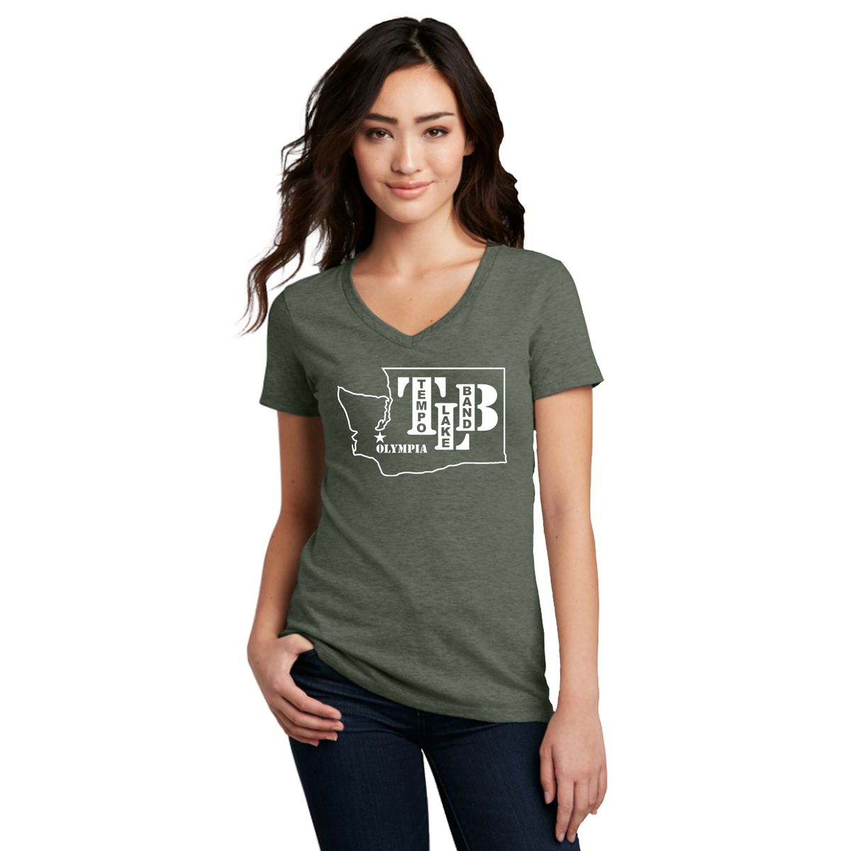 TLB "Oly WA Stencil" Soft V - Heathered Green