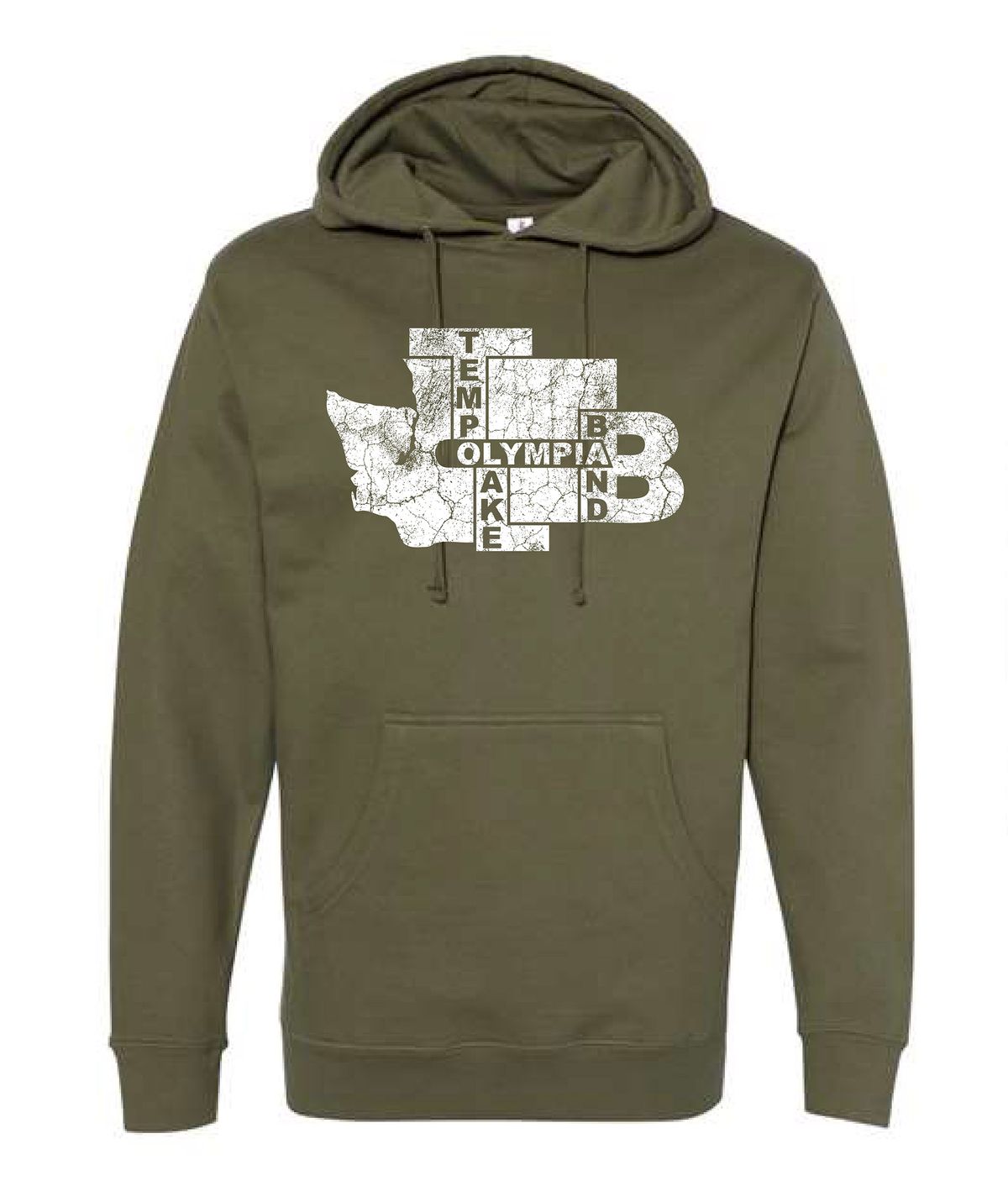 TLB "Olympia WA Wordplay" Hoodie - Olive Green