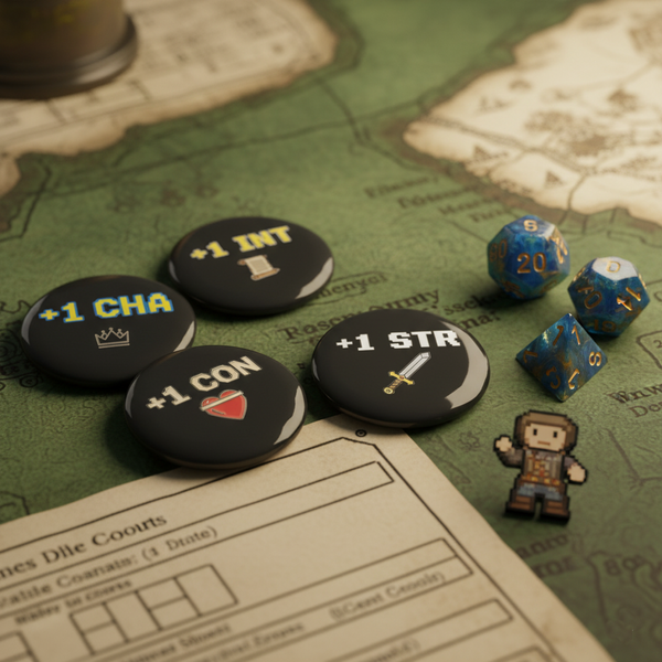 RPG Enamel Pin Set | Gamer Accessories | Dungeons and Dragons Gift | Stat Boost Pin