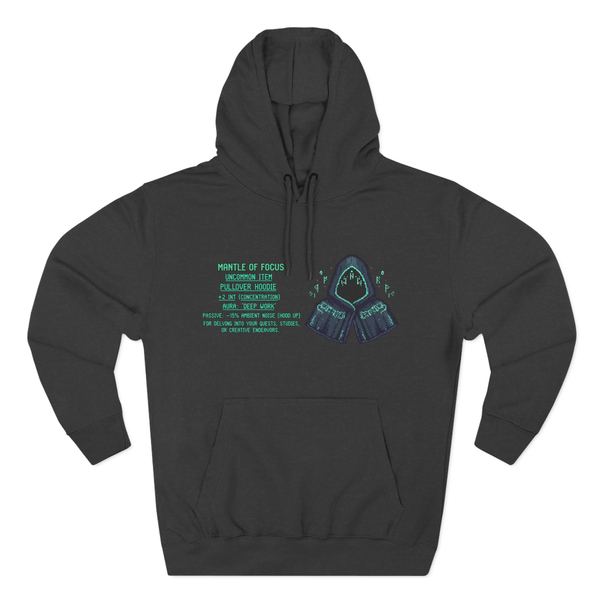 Mantle of Focus Hoodie RPG Gamer Gift | Pixel Art Pullover | Deep Work Concentration Apparel | Arcane Fantasy Hoodie | Origins of Orion