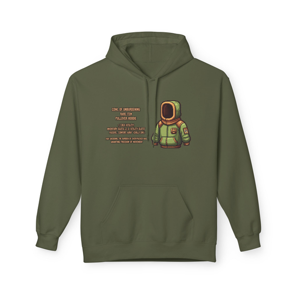 Cowl of Unburdening Hoodie RPG Adventurer Gear | Pixel Art Pullover | Utility Hidden Pockets | Cozy Travel Hoodie | Origins of Orion