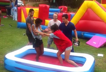 Girls fighting in jello

