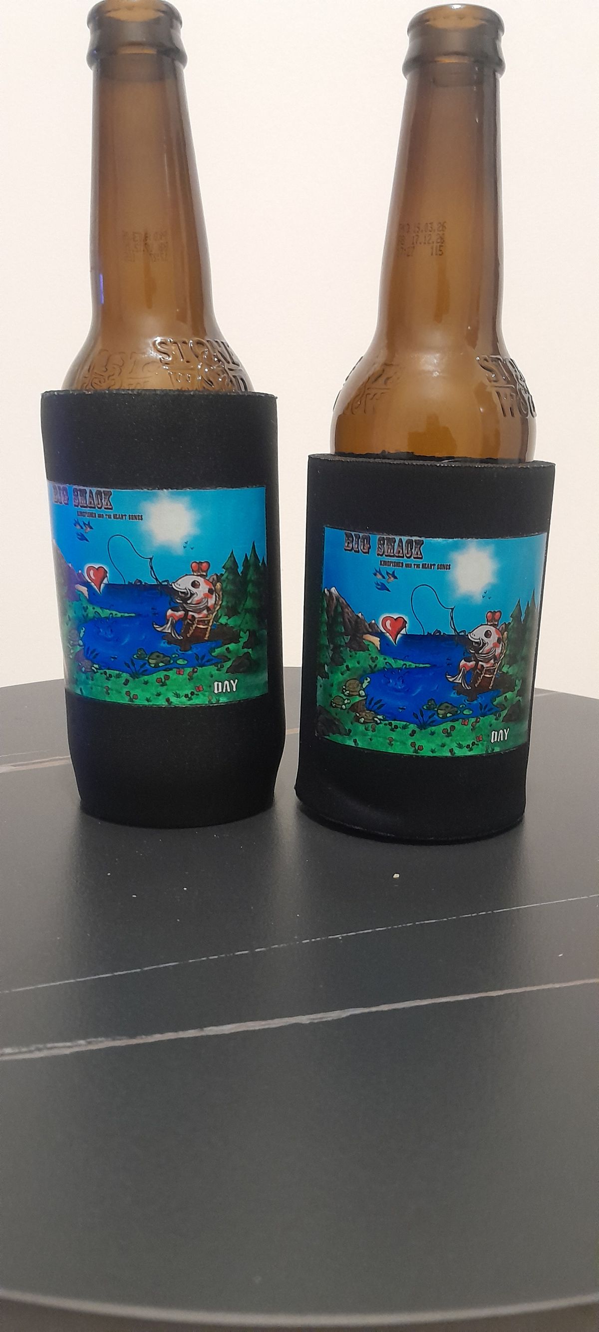 Kingfisher Day album bottle and can coasters 