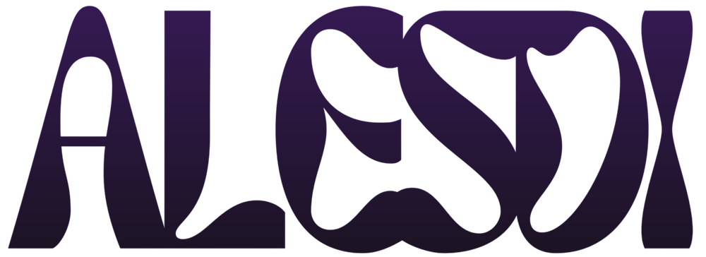 Alesdi Psychedelic logo purple to black fade