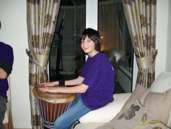 Piers practising djembe
