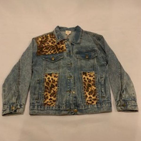Denim Jacket w/ Leopard Print (Last 1)
