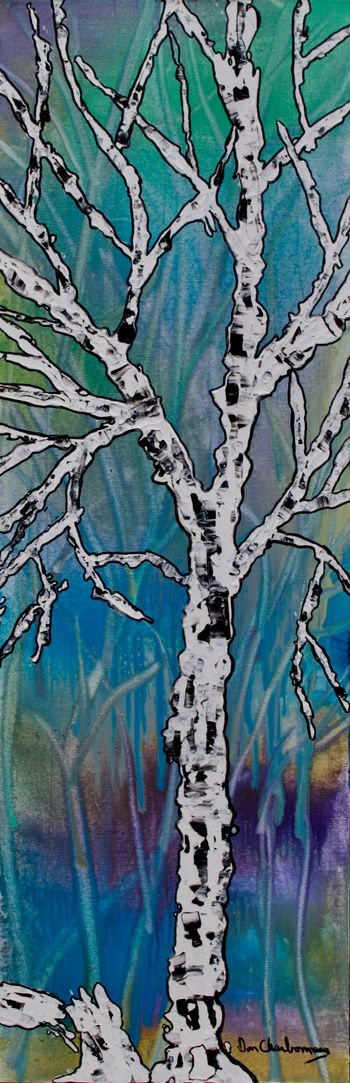 Winter Birch series #1 ...12"x36"...acrylic on canvas...11/2" painted gallery wrapped sides...$300..00

