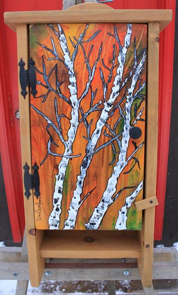 New...Birch trees on my handmade wood cabinet...$225.
