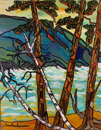 Sold..Stormy Day at Old Woman Bay...10''x8''acrylic on canvas.
