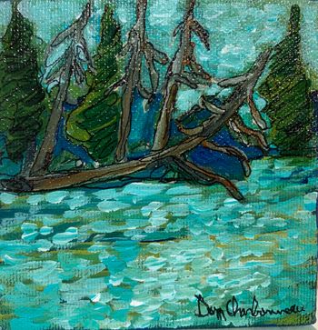 "Wawa Lake/East End"...4"x4" acrylic on canvas...$50.00
