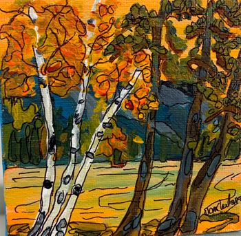 new..."Fall/Old Woman Bay/Lake Superior"...4"x4" acrylic on canvas.
