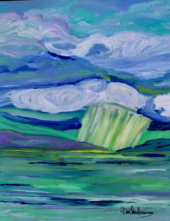 New..."Pukaskwa Sky"/Lake Superior...16''x20'' acrylic on canvas...$150.
