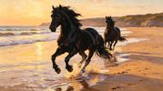 Amadeus and Legacy sunset beach print
